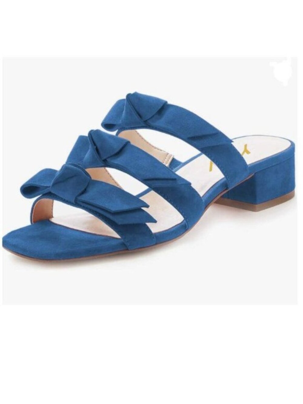 YDN Blue Adorable Open Toe Low Heel Slide Sandals Slip on Clogs Mules Block Shoe